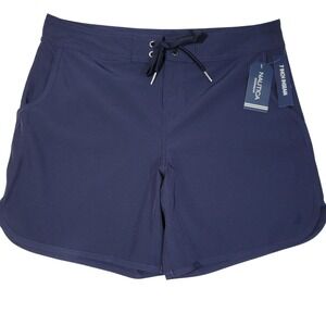 Nautica Board Swim Shorts Women Medium Navy Blue 7" Inseam Pockets Quick Dry NEW